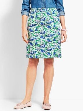 Talbots A Line Floral Stretch Denim Skirt Size 16